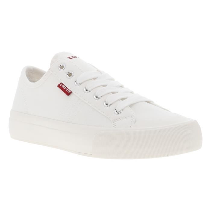 Baskets basses Levi s Femme Toile blanche Lacets Blanches Cdiscount Chaussures