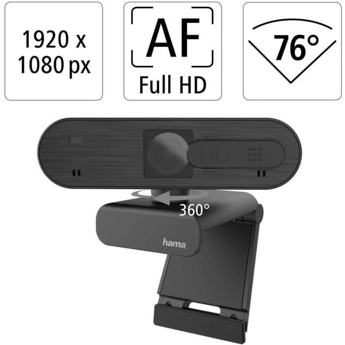 Ozone Webcam 1080p Livex50 - Caméra Streaming Gaming 30fps, Autofocus, Double Microphones, USB Plug & Play, Compatible Windows Mac Linux
