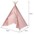 Tente enfant & Tipi déco pour chambre jeux - triangle rose et blanc - H 160cm - cadeau noel anniversel-2