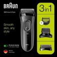 Rasoir électrique sans fil BRAUN Series 3 Shave&Style 3000BT - outil 3 en 1 avec tondeuse à barbe - Noir-2