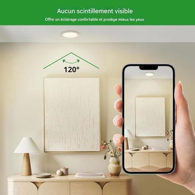 Leselux Spot LED encastrable 230 V à intensité variable, 10 spots LED IP44 blanc chaud, blanc neutre, blanc froid, 7 W, 700 lm, ultra plats 29 mm, trou de 68 à 75