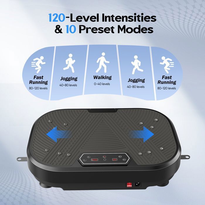 Plateforme Vibrante Pro - 120 Niveaux, 10 Modes, Charge 200kg - Pour Maigrir, Fitness Et Tonification à La Maison