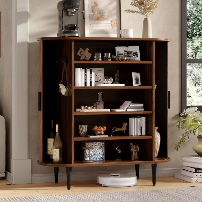 Buffet bahut bas Aspect bois,2 portes et 4 crochets,85 x 43 x 90 cm ...