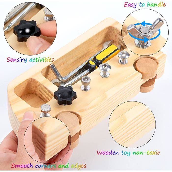 Jouet de Motricité en Bois pour Enfants, Montessori Planche à Vis en Bois, Jeux Educatif, Cadeau pour Garçons Filles 4 5 6 Ans