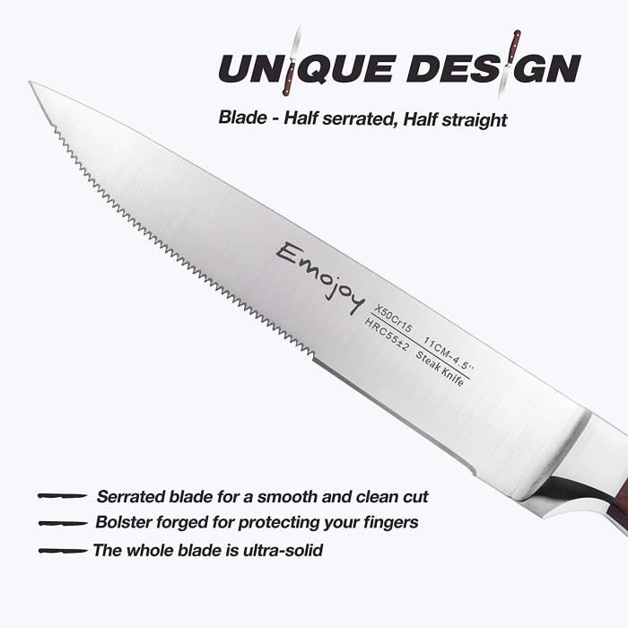 Menax - Couteaux à Steak - Couteaux de Table - Acier Inoxydable