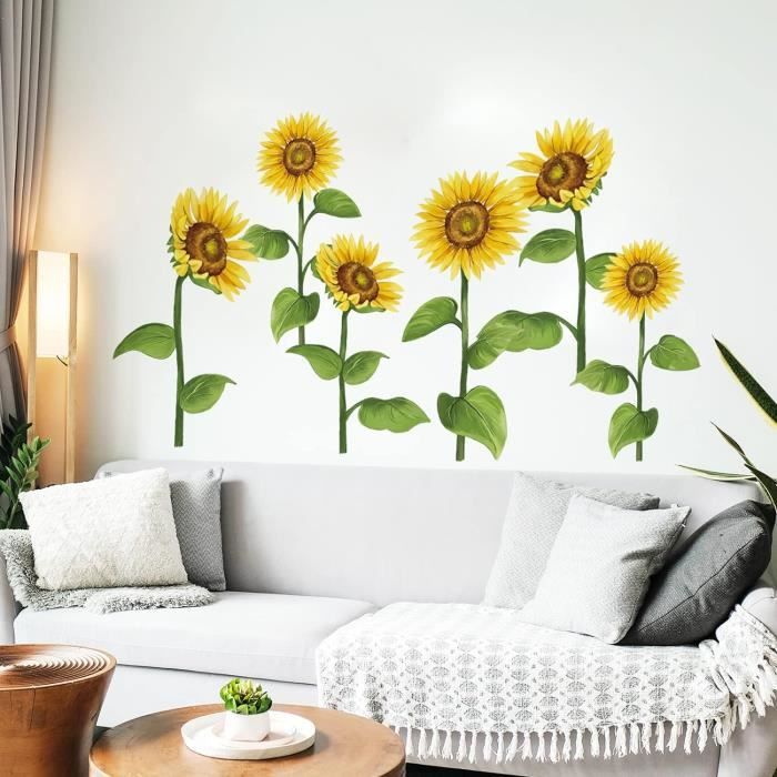 Stickers Muraux Tournesols Autocollant Murale Fleur De Jardin ...