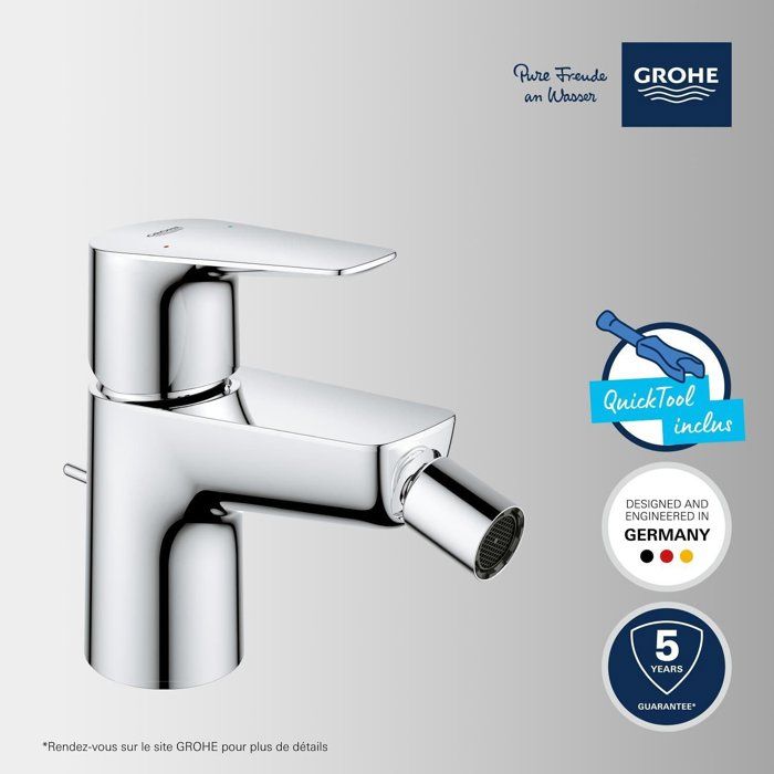 Mitigeur Bidet GROHE TARON, Finition Chrome, Poignée Bleue, Référence 33227IN0, Neuf