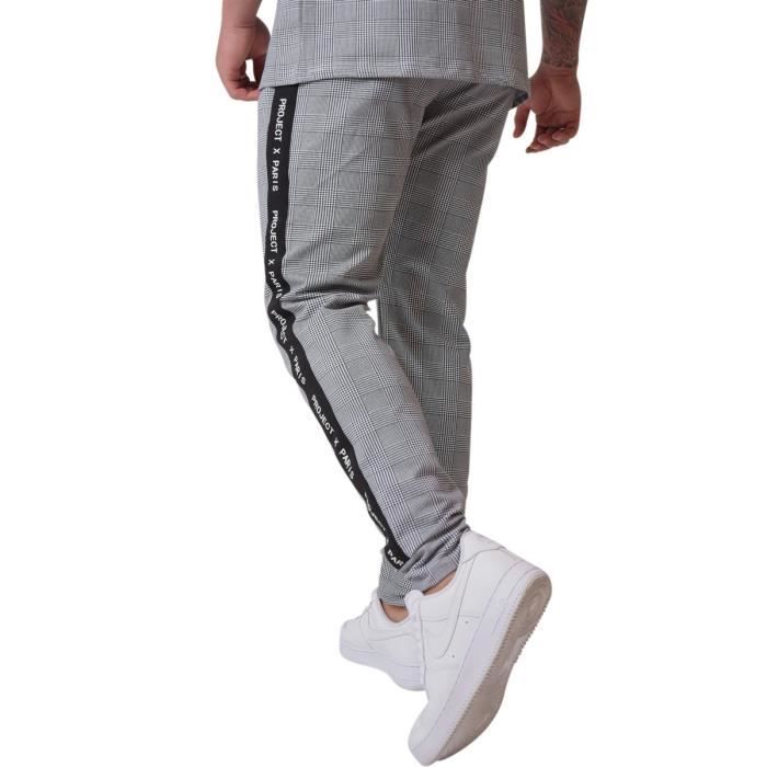 Pantalon Carreaux Et Bande Sur Le C t Noir Cdiscount Pr t
