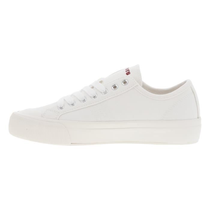 Baskets basses Levi s Femme Toile blanche Lacets Blanches Cdiscount Chaussures