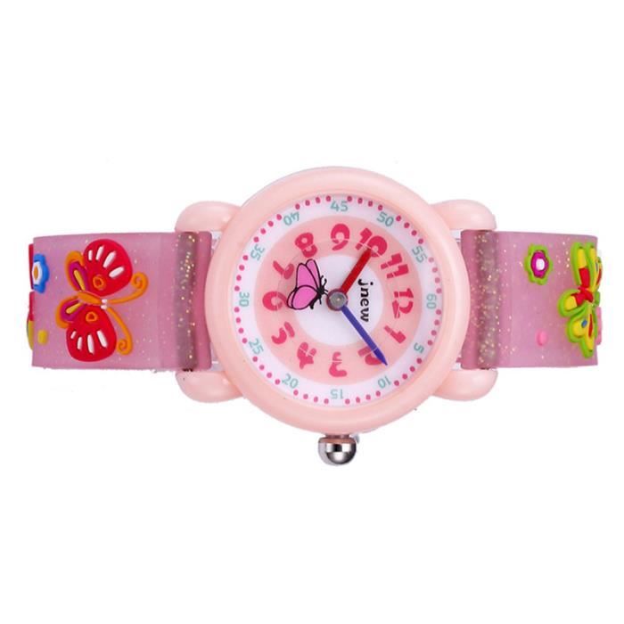 Montre Enfant Fille Garçon 12h/24h – Apprentissage Heure Quartz Colorée – Cadeau 4-8 Ans – Bracelet Silicone Mignon