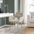 Ensemble de 2 chaises de salle à manger, chaise de bureau à domicile, beige, style scandinave-3