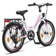 Licorne Bike Stella Premium City Bike 24,26 et 28 pouces – Vélo hollandais, Garçon [20, Blanc]-3