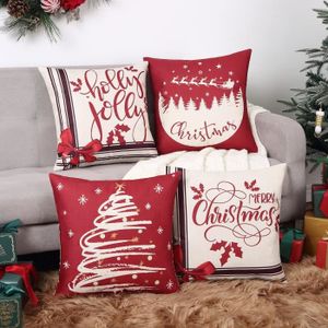 Coussin en velours Chat en bonnet de Père Noël - animal de Noël sur fond sombre - Coussins velours