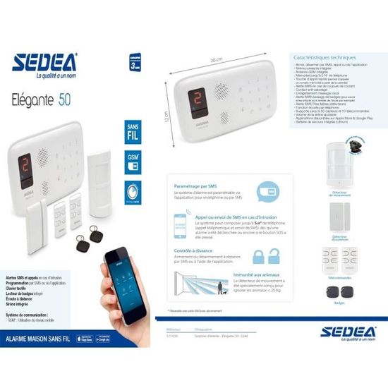 Sedea Pack Alarme Maison Sans Fil Elegante 50 Cdiscount Bricolage