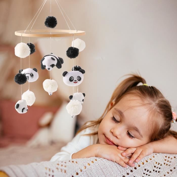 Mobile Bébé Carillon éolien - Cerceau Bois Avec Fleurs Feutre - 47x19,6 Cm - Décoration Chambre Bébé, Berceau Ou Plafond