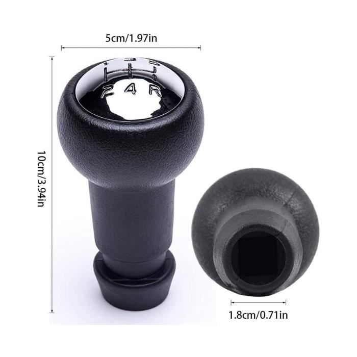 Pommeau De Levier De Vitesse OBEST Pour Peugeot/Citroën - Noir Et Chrome - 5 Vitesses - Avec Adaptateur