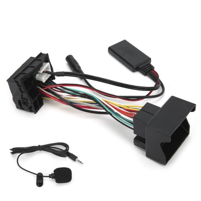 Adaptateur de câble AUX-IN Câble Bluetooth de voiture 12 broches Adaptateur  audio stéréo avec microphone Appel mains libres adapté pour Peugeot 207