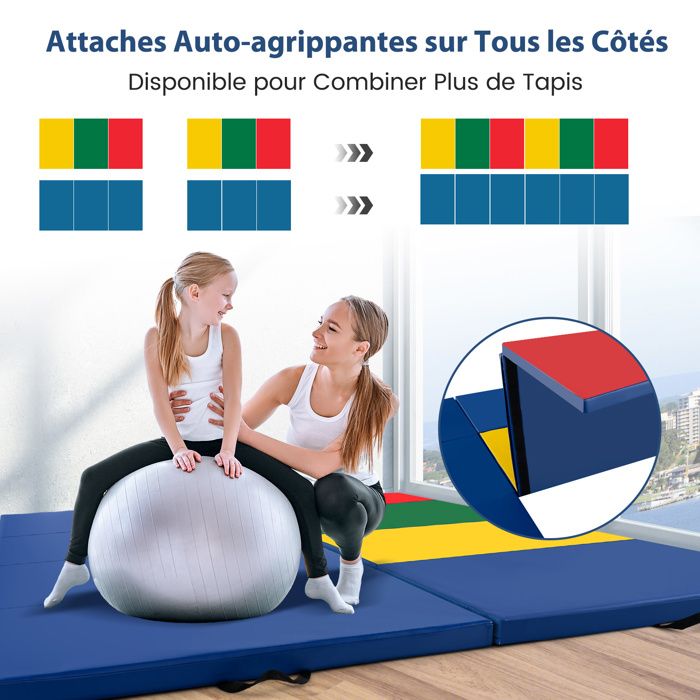 Tapis De Gymnastique Incliné COSTWAY 120x60x35 Cm - Matelas Gym Pliable Avec Mousse EPE