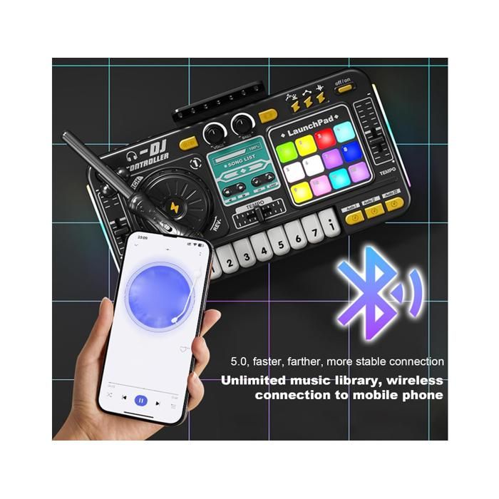VTech - Kidi DJ Mix, Platine DJ Enfant 12 en 1, Table de Mixage