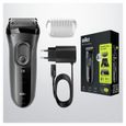 Rasoir électrique sans fil BRAUN Series 3 Shave&Style 3000BT - outil 3 en 1 avec tondeuse à barbe - Noir-5