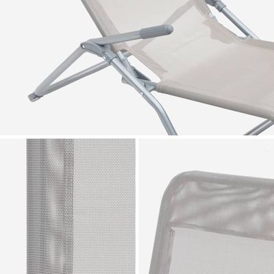 Lot De 2 Bains De Soleil Pliants Levito Gris Anthracite - Confort Et Légèreté