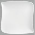 Assiette plate carrée  design vague - 26 cm x 26 cm - Porcelaine Blanc-0