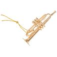 Hililand Ornement de trompette miniature Trompette modèle ornements exquis laiton Miniature Instrument décoration de bureau or-0