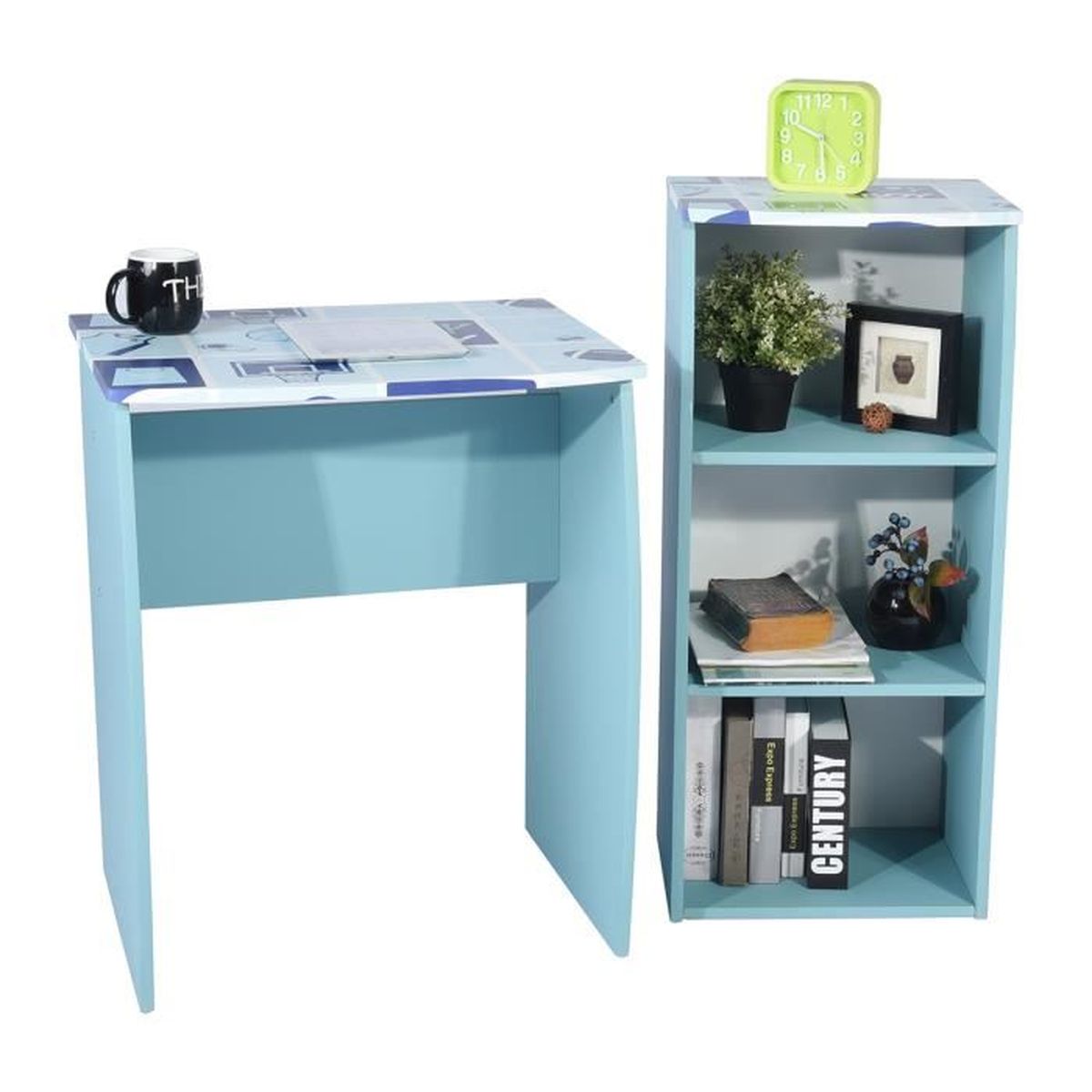 Furniturer Ensemble De Bureau Etagere Rangement Et Bureau Pour Enfants Et Etudiants En Pvc Bleu Achat Vente Bureau Furniturer Ensemble De Bure Cdiscount