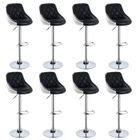 JEOBEST® Lot de 8 Tabourets de Bar en Cuir Artificiel réglable,Noir Blanc