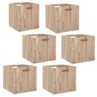 FIVE Toilinux - Lot de 6 Boîtes de rangement effet bois en MDF Mix n' modul - L. 31 x l. 31 cm - Couleur chêne naturel