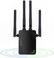 Répéteur WiFi,1200Mbps Dual Band 2.4G / 5G WiFi Amplifier,WiFi Signal Booster,2 Ports LAN, 4 Antennes, WiFi Extender, /routeurs/AP