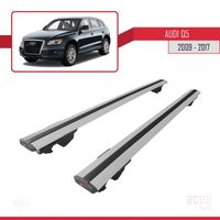 Barres de Toit Railing Porte-Bagages pour Audi Q5 (8R) 2009-2017 - HOOK - Alu Gris - Verrouillable