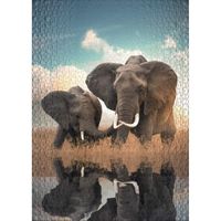 Puzzle « Father & Son » – Puzzle Classique de 1000 pièces – Motif de Puzzle sympathique éléphants africains sur l'eau – Animaux 