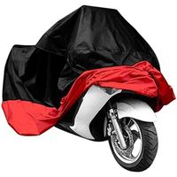 Housse de Moto Scooter Motocyclette Exterieur Imperméable Protecteur UV Pluie Anti-poussière XL, Noir Rouge