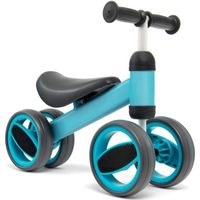 COSTWAY Draisienne Bebe, Vélo d'Équilibre sans Pédal - 4 Roues Cadeau de Premier Anniversaire Noel pour Enfant 1 à 2 ans Bleu