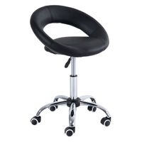 Tabouret de massage néo-rétro - tabouret de travail pivotant 360° - hauteur assise réglable - synthétique noir métal chromé