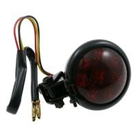 Rétroéclairage LED BATES STYLE, moto, noir, métal, verre rouge, réglable