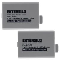 EXTENSILO 2x Batteries compatible avec Canon EOS 450D, 500D, 1000D, Digital Rebel XSi, Kiss F appareil photo (1100mAh, 7,4V, Li-ion)