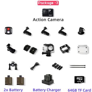 CAMÉRA SPORT Forfait-3-caméra d'action 4K 60FPS 24MP, écran 2.0