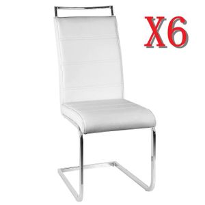 Lot 6 chaises chromé blanc DIA - Chaise Pas Cher Métal Argenté