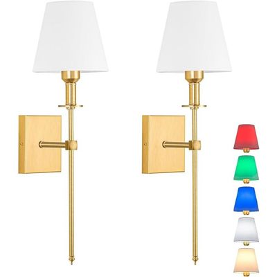 2 Pcs Applique Murale Interieur,Lampe Murale LED Rechargeable Avec Telecommande Eclairage Bidirectionnel Lampe Murale Sans Fil Pour Chevet De Chambre 92108741