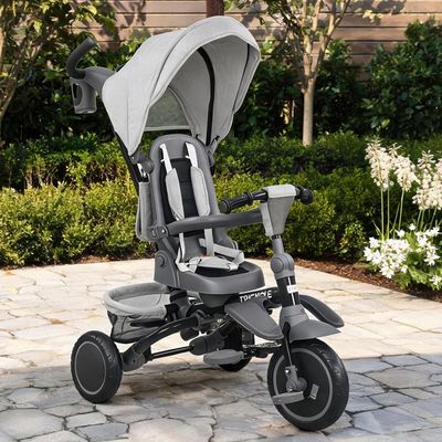 Tricycle évolutif Bébé avec Siège Pivotant à 360° vélo 2 ans - Poussette Bébé, 1-5 ans ou 20 kg - Lumière, Rangement, Capote Extensible et Poignée Parentale (Blanc, 5 en 1 Tricycle évolutif Bébé avec Siège Pivotant à 360° vélo 2 ans - Poussette Bébé, 1-5 ans ou 20 kg - Lumière, Rangement, Capote Extensible et Poignée Parentale (Blanc, 5 en 1