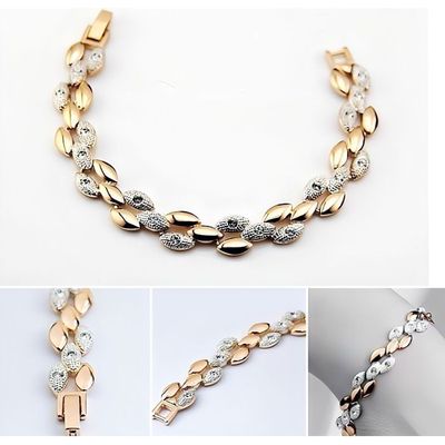 Bracelet Jonc Forçat Ovale Ajustable - Plaqué Or Jaune 18 Carats, Taille 64 Mm, Bijouterie Papillon Bleu