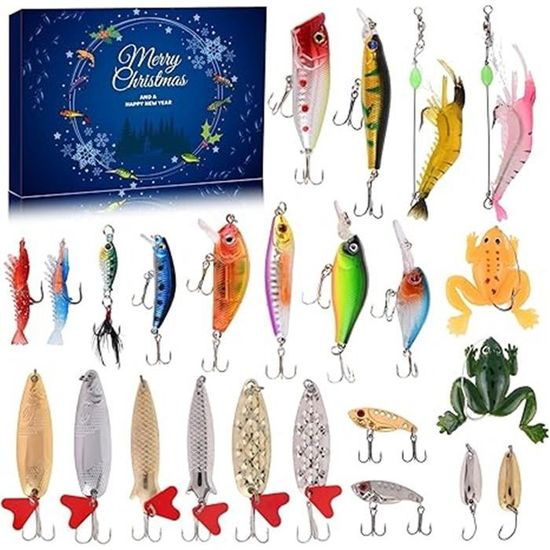 Calendrier De L'Avent Pêche 2025 Pour Homme | 24 Jours Avec Accessoires De Pêche (Hameçons, Leurres...) | Cadeau Original Pour Pêcheur