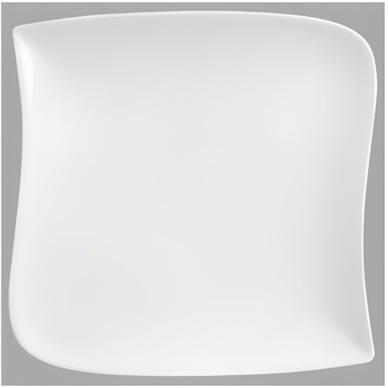 Assiette plate carrée  design vague - 26 cm x 26 cm - Porcelaine Blanc