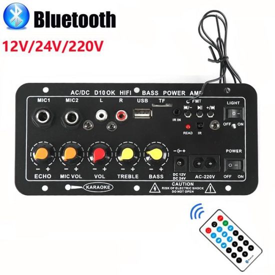 Amplificateur Bluetooth 5.0 - 2x20W - Alimentation DC 8-24V - Contrôle Par App - Entrées AUX/USB - Petit Et Puissant