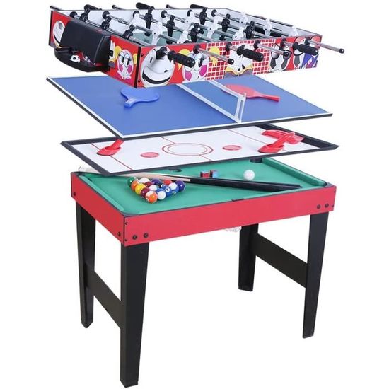 Multi Jeux 4 en 1, Table Pliable, Multifonction Sport Billard/Tennis de Table/ Hockey/Babyfoot