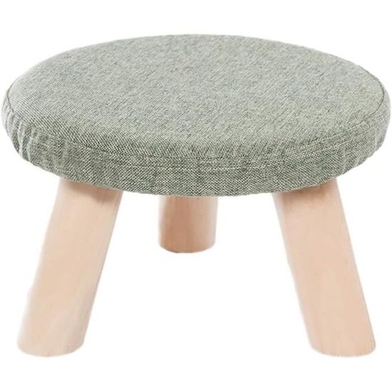 BRIAN & DANY Repose-Pieds Ottoman Lin Kaki – Petit Pouf 38x26x23 Cm Avec Rangement, Pieds Bois, Charge 110 Kg