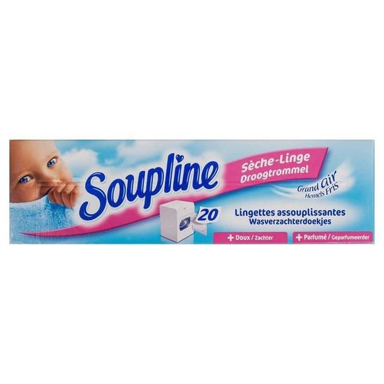 SOUPLINE Lingettes assouplissantes grand air pour sèche-linge 20 lingettes  pas cher 