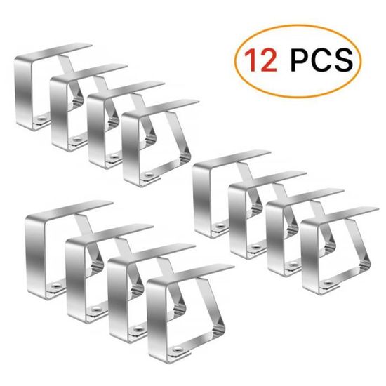 Lot De 10 Pinces à Nappe En Inox - Pour Tables De 1 à 3 Cm D’épaisseur, Anti-glisse | Argent, Usage Intérieur/extérieur